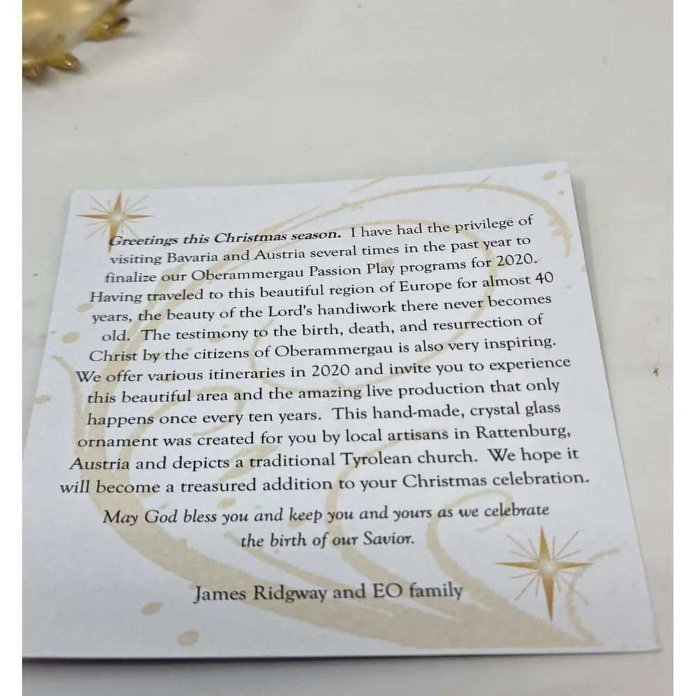 Resl Lenz Vintage West Germany Gold Foil Star Glass Christmas Ornament Beads